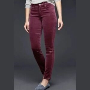 Sz 26P Gap 1969 Legging Jeans Wine Red Corduroy Skinny Pants